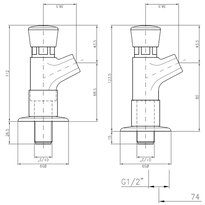 Bateria umywalkowa ścienna przyciskowa wandaloodporna Faneco 1/2