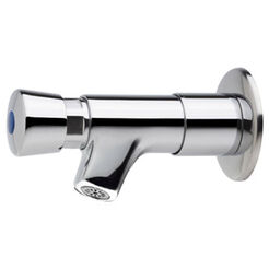 Self-closing wall-mounted basin faucet