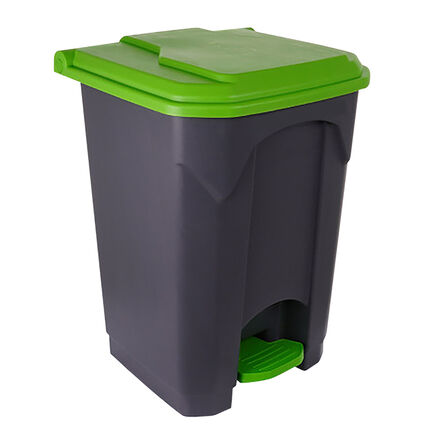 Cubo de basura con pedal de 45 litros de plástico en grafito y verde
