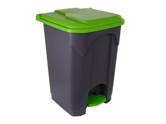 Cubo de basura con pedal de 45 litros de plástico en grafito y verde