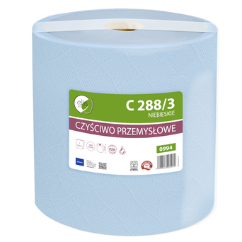 Czyściwo papierowe przemysłowe w rolce Lamix Ellis Ecoline 288 m 3 warstwy makulatura niebieskie