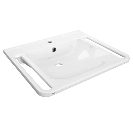 Sink adapted for wheelchairs with KWC MEDCARE faucet hole
