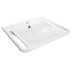 Sink adapted for wheelchairs with KWC MEDCARE faucet hole