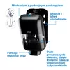 Tork 565208 S5 Mini – infografika o podwójnym zamknięciu, regulacji dozy i kontroli poziomu wkładu