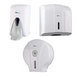 Kit: paper container. Towel dispenser and Elbow dispenser Faneco POP plastic white plastic