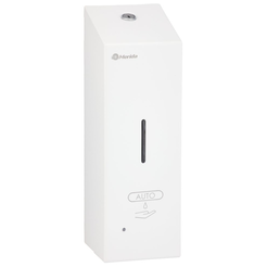 Dispensador de jabón espumoso sin contacto Merida STELLA White Line para cartuchos de 800 ml, acero color blanco