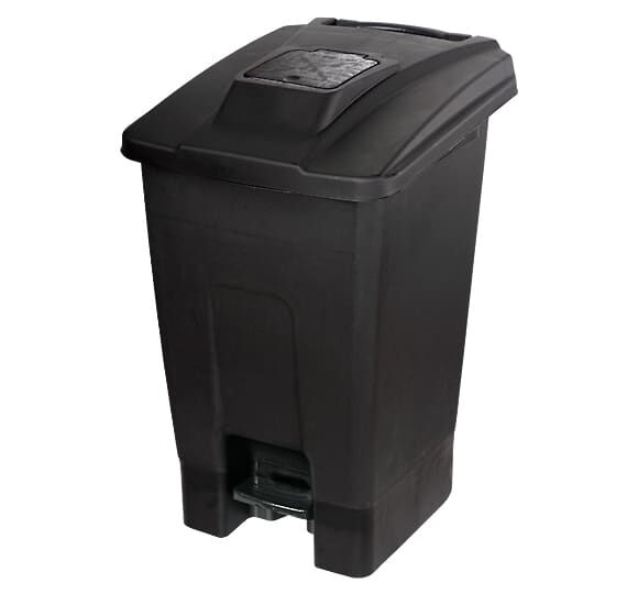 Cubo de basura con pedal y ruedas de 110L Negro