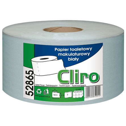 Papier toaletowy Grasant Cliro JUMBO 12 rolek 2 warstwy 135 m średnica 18 cm biały 65% makulatura