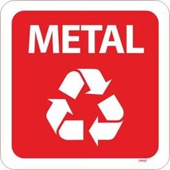 Etiqueta para contenedores de reciclaje de Metal cuadrada
