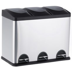 Recycling bin 3 x 15 liters Merida matt stainless steel