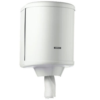 Katrin M central roll paper towel dispenser, manually operated, white steel.