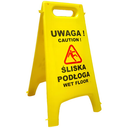 Warning sign CAUTION! SLIPPERY FLOOR yellow