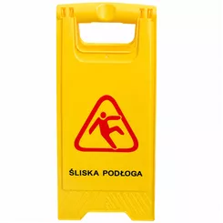 Warning sign CAUTION! SLIPPERY FLOOR yellow
