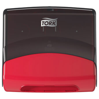 Contenedor plegable de trapos Tork de plástico rojo y negro