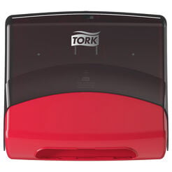 Contenedor de toallas plegadas Tork, plástico ABS rojo-negro