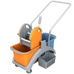 Carrito de limpieza de doble cubo de 2 x 20 l con prensa, asa y cestita Splast