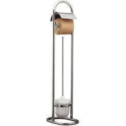 Stehende WC-Bürste mit Papierhalter Merida, verchromte Messingausführung