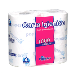 Papel higiénico soluble STRAPPI 4 rollos celulosa 1000 hojas blanco