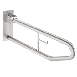 Tilted grab bar for disabled with toilet paper holder KWC Contina ⌀ 32 mm, 85 cm KWC Contina, matte stainless steel