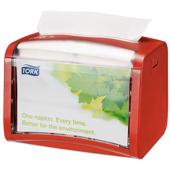 Porta servilletas en el dispensador de mesa Tork Xpressnap capacidad 275 unidades plástico rojo