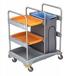 Carro de limpieza: 2 estantes bolsa de protección 120 litros Splast