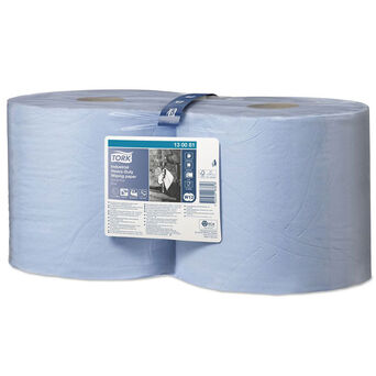 Industrielle Papiertücher in einer großen Rolle für hartnäckige Verschmutzungen Tork 2 Stück 3-lagig 119 m blauer Zellstoff