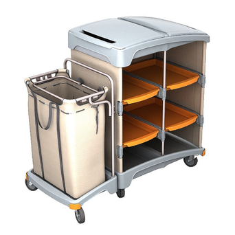 Hotel trolley with shelves and covers and a laundry bag Splast