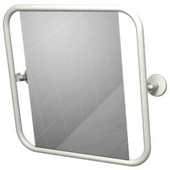 Espejo abatible para personas con discapacidad Faneco ⌀ 25 mm, 60 × 60 cm, acero color blanco