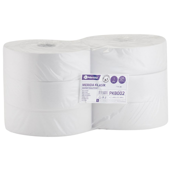 Papel higiénico Merida Klasik 6 rollos 1 capa 480 m diámetro 28 cm blanco papel reciclado