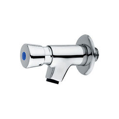 Push-button self-closing wall-mount faucet