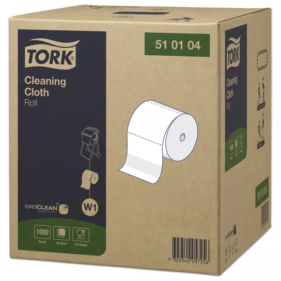 Czyściwo włókninowe wielozadaniowe w dużej rolce Tork 510104 exelCLEAN 380 m białe