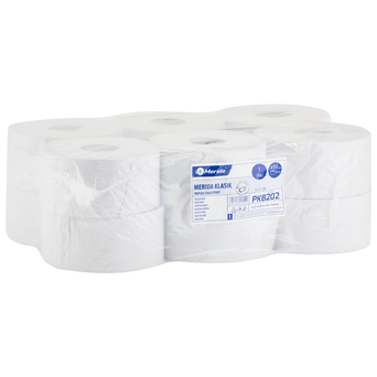 Papel higiénico Merida Klasik 12 rollos 1 capa 220 m de longitud 19 cm de diámetro blanco papel reciclado