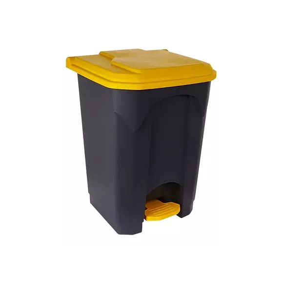 Cubo con apertura de pedal 45 litros plástico grafito - amarillo
