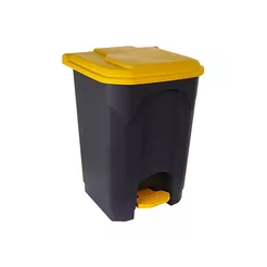 Pedalbetriebener Abfalleimer 45 Liter Kunststoff graphit-gelb