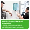 Pojemnik na czyściwo w rolce W2 Tork 653000, biało-turkusowe tworzywo – przykład użytkowania