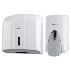 Set: paper towel dispenser and liquid soap dispenser Faneco POP, white ABS plastic