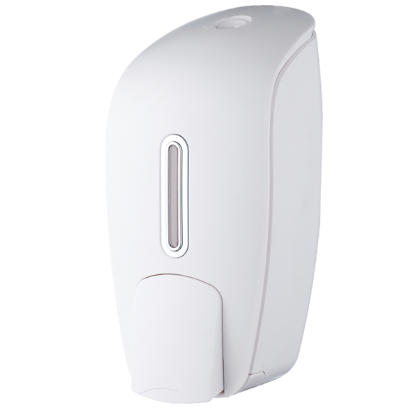 Montowany naściennie dystrybutor płynu do dezynfekcji rąk i mydła ze zbiornikiem wielokrotnego napełniania