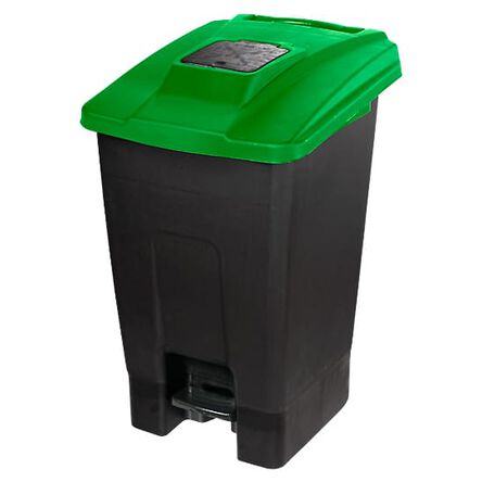 Öffnungsbarer Mülleimer mit Pedal und Rädern, 110L Grün