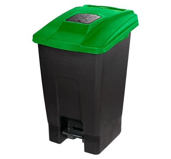 Foot pedal waste bin on wheels 110 liters, green