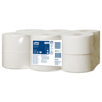 Papel higiénico mini Jumbo Tork 12 rollos 1 capa 240 m diámetro 18.8 cm blanco papel reciclado