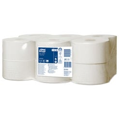 Toaletný papier mini Jumbo Tork 12 roliek 1 vrstva 240 m priemer 18,8 cm biela makulatura