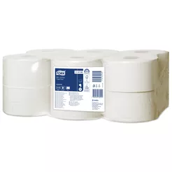 Toaletný papier mini Jumbo Tork 12 roliek 1 vrstva 240 m priemer 18,8 cm biela makulatura