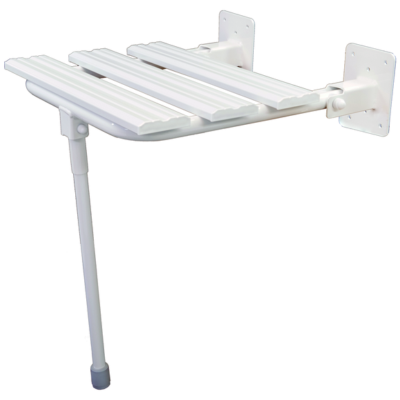 Atestowane naścienne krzesełko prysznicowe z białej stali