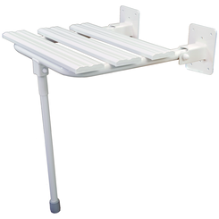 Skládací sedátko pod sprchu s nožičkou o průměru 25 Faneco, bílá ocel