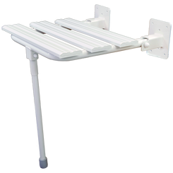 Hinged shower seat with leg ⌀ 25 white steel