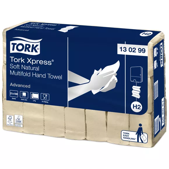Ręcznik w składce wielopanelowej Tork 130299 Xpress H2 Multifold, brązowa makulatura