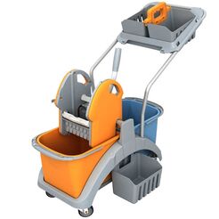Zweieimer-Reinigungswagen 2 x 20 l mit Presse, Seitentasche und Hotel Splast