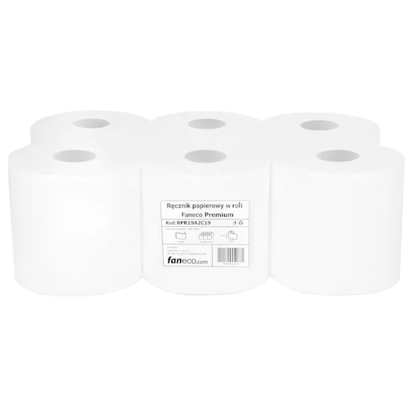 Ręcznik papierowy w rolce Faneco Premium 6 szt. 2 warstwy 120 m biała celuloza