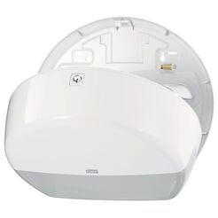 Dispensador de papel higiénico en rollo mini Jumbo Tork, plástico ABS blanco