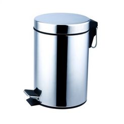 5-liter round EKAplast trash can in glossy steel